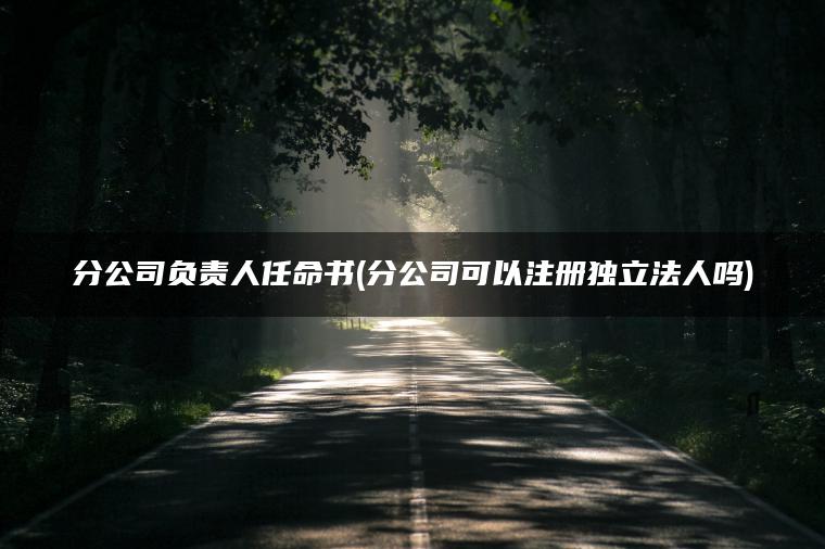分公司负责人任命书(分公司可以注册独立法人吗)