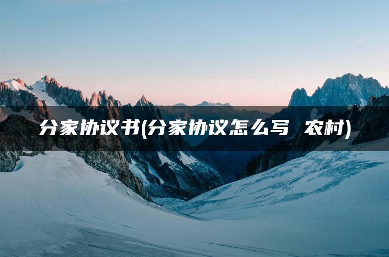 分家协议书(分家协议怎么写 农村)