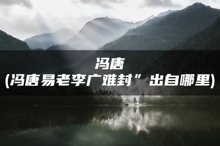 冯唐(冯唐易老李广难封”出自哪里)