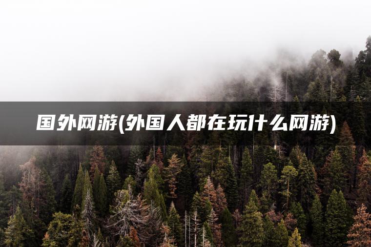 国外网游(外国人都在玩什么网游)