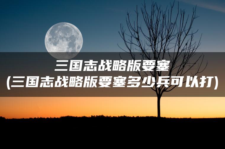 三国志战略版要塞(三国志战略版要塞多少兵可以打)
