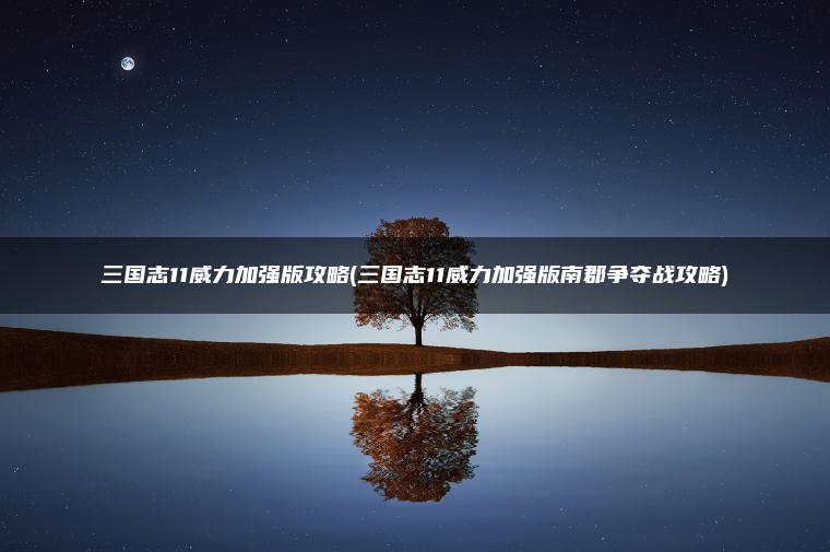 三国志11威力加强版攻略(三国志11威力加强版南郡争夺战攻略)