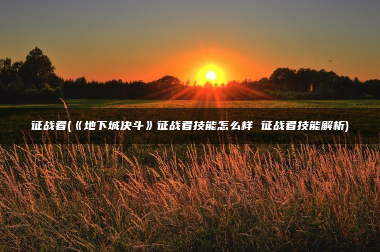 征战者(《地下城决斗》征战者技能怎么样 征战者技能解析)