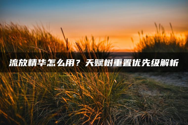 流放精华怎么用？天赋树重置优先级解析