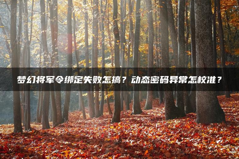 梦幻将军令绑定失败怎搞？动态密码异常怎校准？