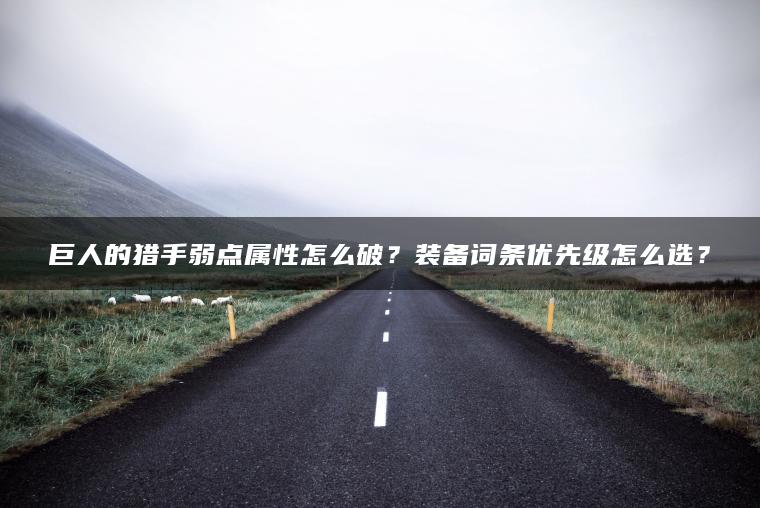 巨人的猎手弱点属性怎么破？装备词条优先级怎么选？