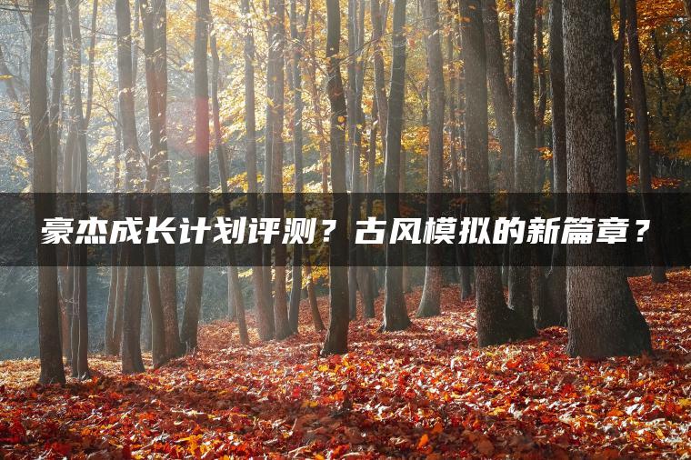 豪杰成长计划评测？古风模拟的新篇章？
