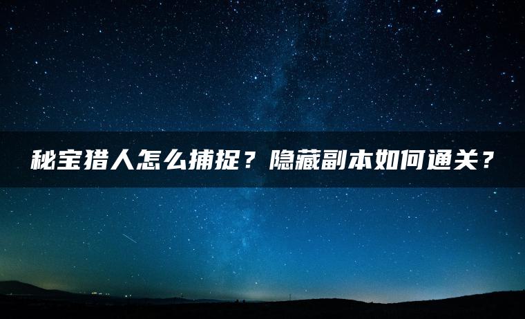 秘宝猎人怎么捕捉？隐藏副本如何通关？