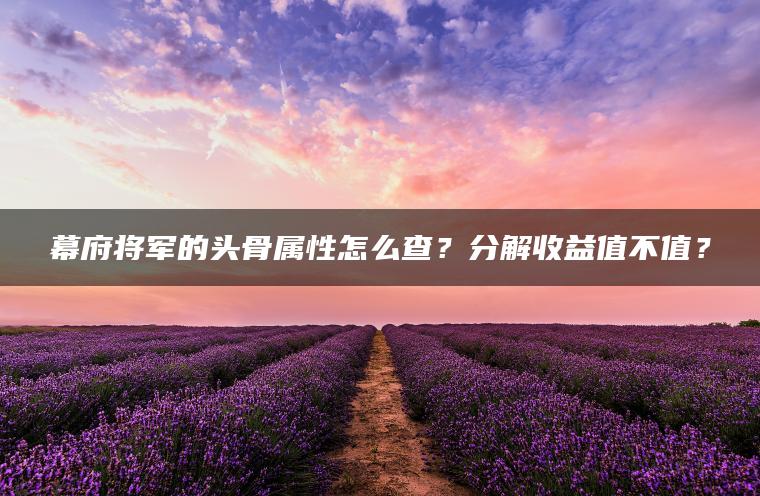 幕府将军的头骨属性怎么查？分解收益值不值？