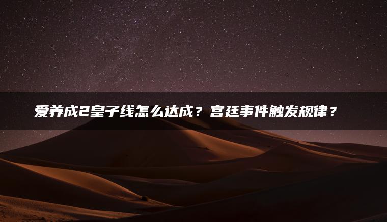 爱养成2皇子线怎么达成？宫廷事件触发规律？​​