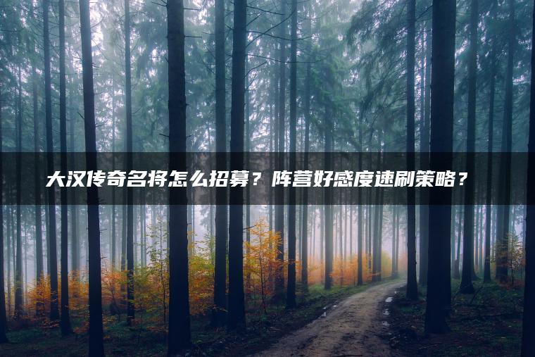 大汉传奇名将怎么招募？阵营好感度速刷策略？​​